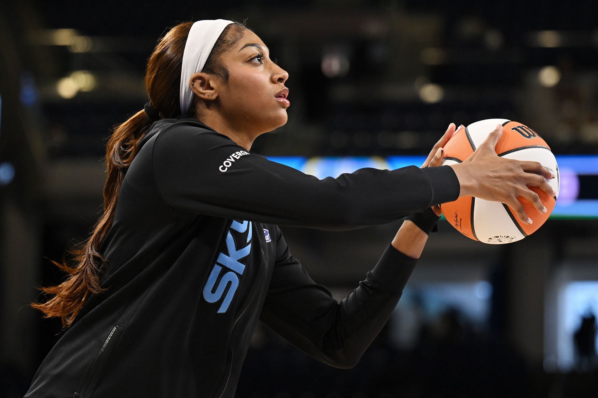 Angel Reese #5 of the Chicago Sky shoots the ball prior to the preseason game against the Minnesota Lynx at Wintrust Arena on May 06, 2025 in Chicago, Illinois - Source: Getty